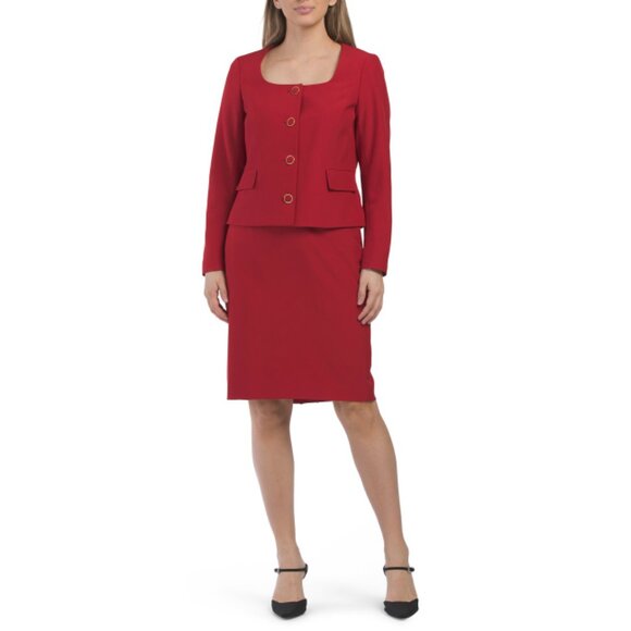 NIPON BOUTIQUE Red 2pc Jacket And Skirt Suit
